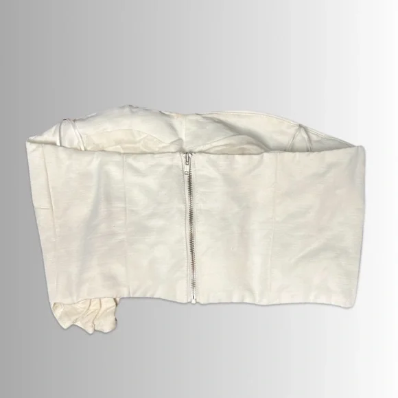 AMUR Linen/Viscose Blend White Halter Top, Back Zip, Size Small - Picture 3 of 5